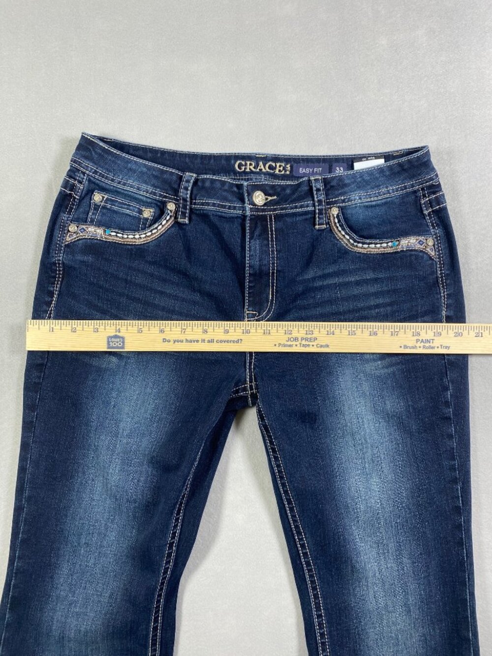 Grace in LA Easy Fit Bootcut Jeans Embroidered Horseshoe Womens Size 33 - Picture 14 of 16